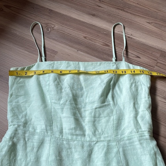 & Other Stories Linen Flounced Hem Mini Dress Mint Green Size 8 (Euro 38) Spring - Picture 6 of 15